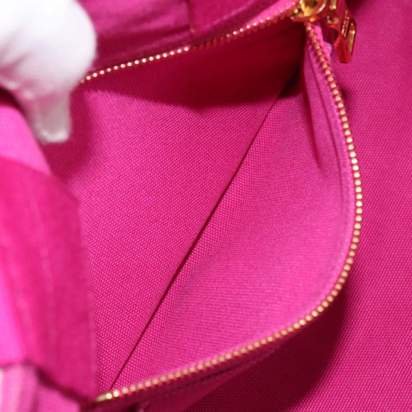 PRADA Canapa MM Handtas Canvas Roze Goud Auth yk19772