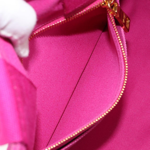 PRADA Canapa MM Handtas Canvas Roze Goud Auth yk19772