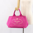 PRADA Canapa MM Handtas Canvas Roze Goud Auth yk19772-24