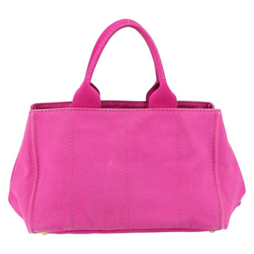 PRADA Canapa MM Hand Bag Canvas Pink Gold Auth yk19772 - 0