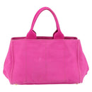 PRADA Canapa MM Handtas Canvas Roze Goud Auth yk19772-2