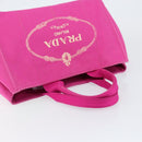 PRADA Canapa MM Handtas Canvas Roze Goud Auth yk19772-6