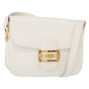 CELINE Shoulder Bag Leather White Gold Auth yk19773-1