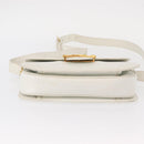 CELINE Shoulder Bag Leather White Gold Auth yk19773-6