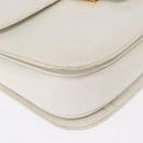 CELINE Shoulder Bag Leather White Gold Auth yk19773-9