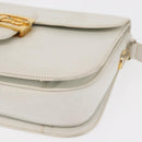 CELINE Shoulder Bag Leather White Gold Auth yk19773-15