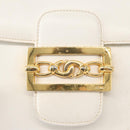 CELINE Shoulder Bag Leather White Gold Auth yk19773-18
