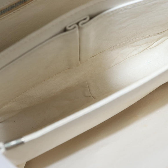 CELINE Shoulder Bag Leather White Gold Auth yk19773