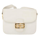 CELINE Shoulder Bag Leather White Gold Auth yk19773-13
