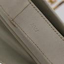 CELINE Shoulder Bag Leather White Gold Auth yk19773-12