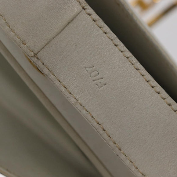 CELINE Shoulder Bag Leather White Gold Auth yk19773