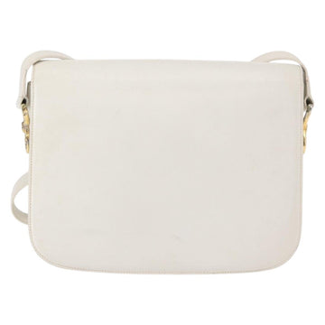 CELINE Shoulder Bag Leather White Gold Auth yk19773 - 0