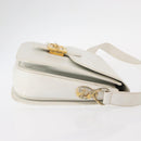CELINE Shoulder Bag Leather White Gold Auth yk19773-3