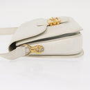 CELINE Shoulder Bag Leather White Gold Auth yk19773-5