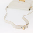 CELINE Shoulder Bag Leather White Gold Auth yk19773-8