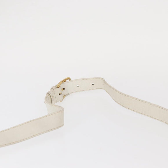 CELINE Shoulder Bag Leather White Gold Auth yk19773