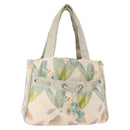 CHANEL Tote Bag Canvas White Silver CC Auth yk19774-1