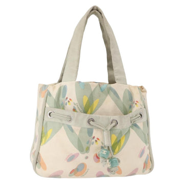 CHANEL Tote Bag Canvas White Silver CC Auth yk19774