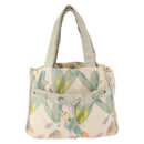 CHANEL Tote Bag Canvas White Silver CC Auth yk19774-2