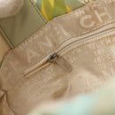 CHANEL Tote Bag Canvas White Silver CC Auth yk19774-21