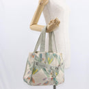 CHANEL Tote Bag Canvas White Silver CC Auth yk19774-24