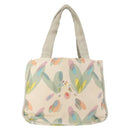 CHANEL Tote Bag Canvas White Silver CC Auth yk19774-3