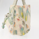 CHANEL Tote Bag Canvas White Silver CC Auth yk19774-4