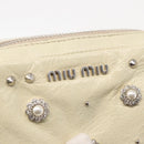 Miu Miu Ketten-Umhängetasche Leder Creme Silber Auth yk19775-16
