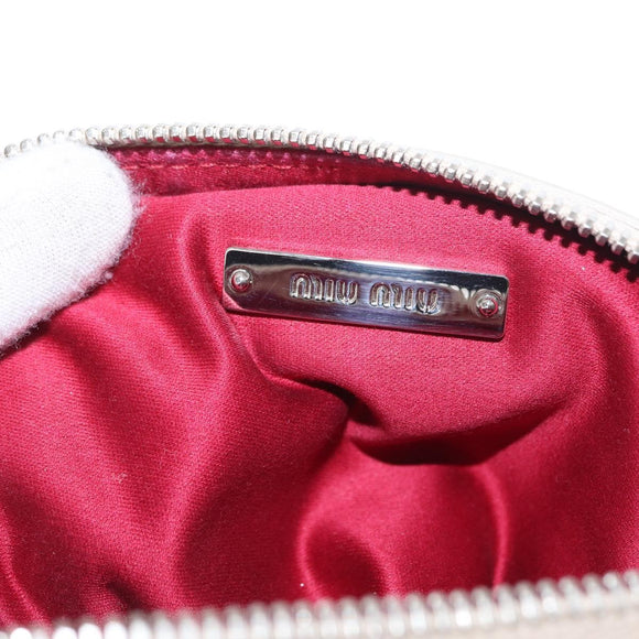 Miu Miu Ketten-Umhängetasche Leder Creme Silber Auth yk19775
