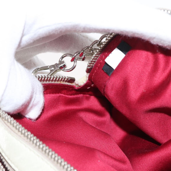 Miu Miu Chain Shoulder Bag Leather Cream Silver Auth yk19775