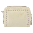 Miu Miu Ketten-Umhängetasche Leder Creme Silber Auth yk19775-3