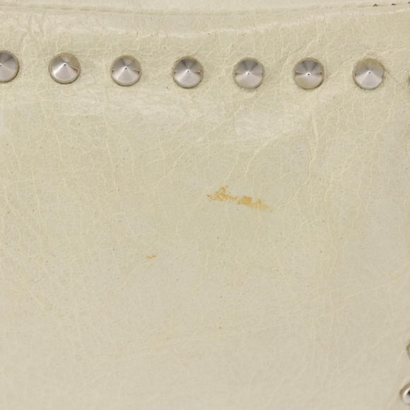 Miu Miu Chain Shoulder Bag Leather Cream Silver Auth yk19775