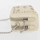 Miu Miu Ketten-Umhängetasche Leder Creme Silber Auth yk19775-6