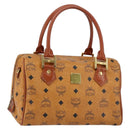 MCM Logogram Vicetos Hand Bag PVC Leather Brown Gold Auth yk19777-1