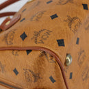 MCM Logogram Vicetos Hand Bag PVC Leather Brown Gold Auth yk19777-11
