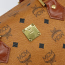 MCM Logogram Vicetos Hand Bag PVC Leather Brown Gold Auth yk19777-14