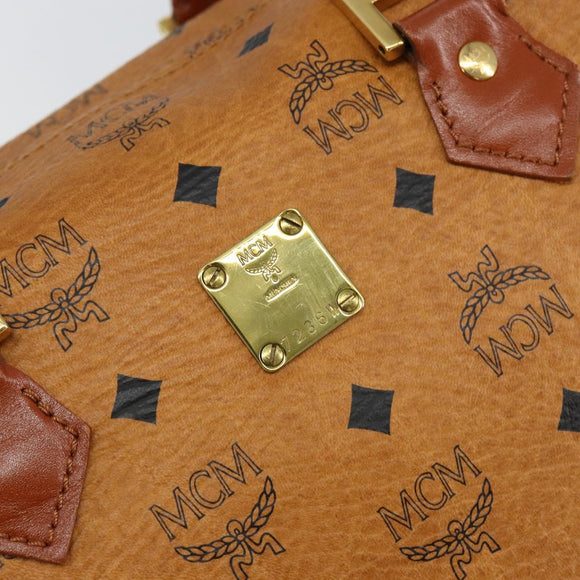 MCM Logogram Vicetos Hand Bag PVC Leather Brown Gold Auth yk19777