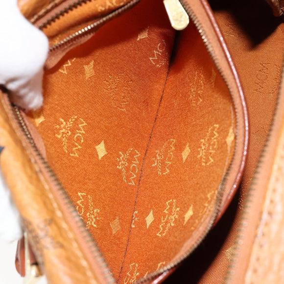 MCM Logogram Vicetos Hand Bag PVC Leather Brown Gold Auth yk19777