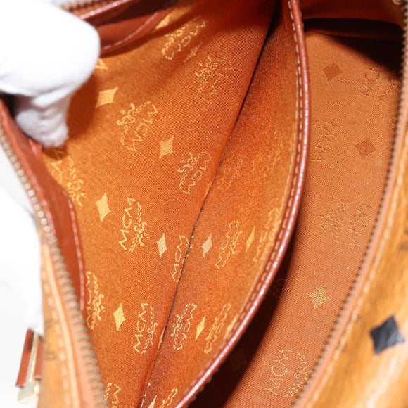 MCM Logogram Vicetos Hand Bag PVC Leather Brown Gold Auth yk19777