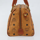 MCM Logogram Vicetos Hand Bag PVC Leather Brown Gold Auth yk19777-5