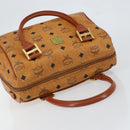 MCM Logogram Vicetos Hand Bag PVC Leather Brown Gold Auth yk19777-6