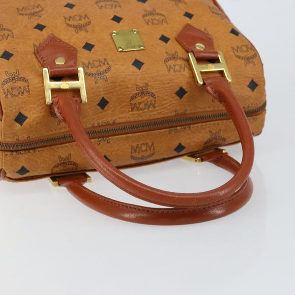 MCM Logogram Vicetos Hand Bag PVC Leather Brown Gold Auth yk19777