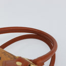 MCM Logogram Vicetos Hand Bag PVC Leather Brown Gold Auth yk19777-8