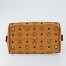 MCM Logogram Vicetos Hand Bag PVC Leather Brown Gold Auth yk19777-9