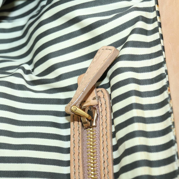 Miu Miu Tote Bag Leather Beige Gold Auth yk19778