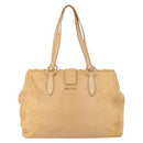 Miu Miu Tote Bag Leather Beige Gold Auth yk19778-3