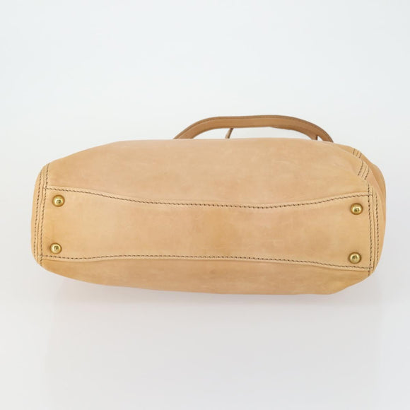 Miu Miu Tote Bag Leather Beige Gold Auth yk19778