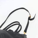 PRADA Hand Bag Leather 2way Black Gold Auth yk19782-10