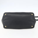 PRADA Hand Bag Leather 2way Black Gold Auth yk19782-11