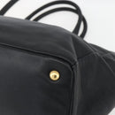 PRADA Hand Bag Leather 2way Black Gold Auth yk19782-12
